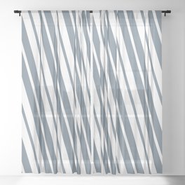 [ Thumbnail: Slate Gray & White Colored Lines/Stripes Pattern Sheer Curtain ]
