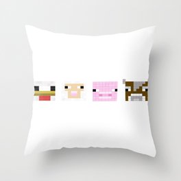 Mine Craft Block Animals Throw Pillow