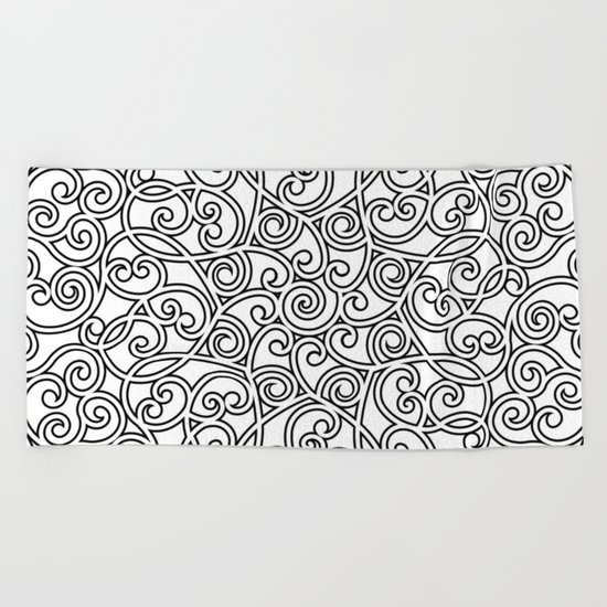 Mandala black 4 Beach Towel
