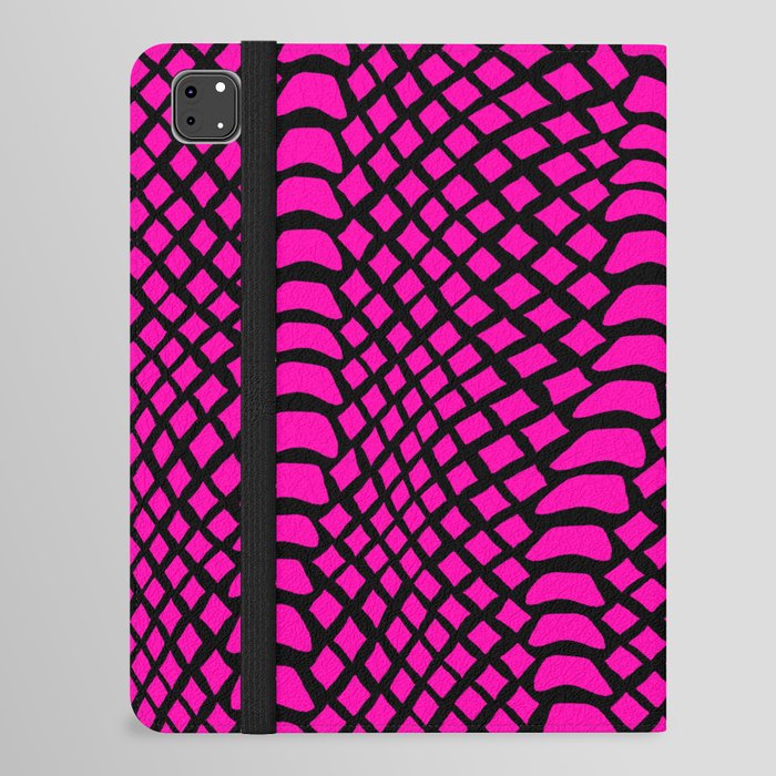Neon Pink Snake Skin Pattern iPad Folio Case