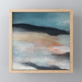 Dawn: a minimal abstract acrylic piece in pink, blues, yellow, and white Framed Mini Art Print