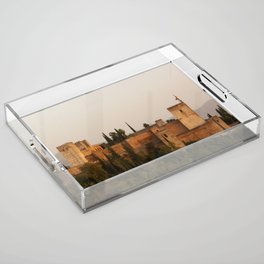 Spain Photography - Castle Standing In The Pretty Sunset Acrylic Tray