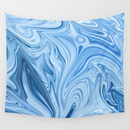 Blue Water Silk Marble Wall Tapestry