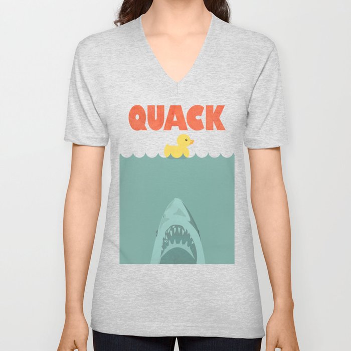 Jaws Rubber Duck V Neck T Shirt