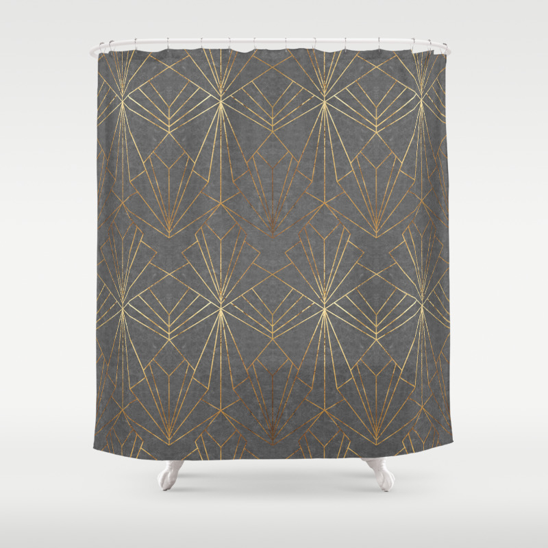 Art Deco In Gold Grey Shower Curtain By Wellingtonboot Society6