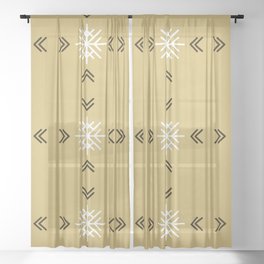 Christmas Pattern Brown Retro Snowflake Classic Sheer Curtain