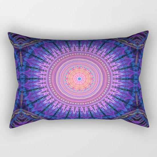 Scratchy mandala with tribal patterns and little flowers Rectangular Pillow