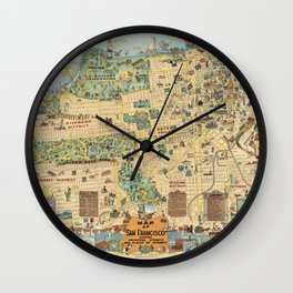 1927 Vintage Map of San Francisco Wall Clock | Goldengate, California, Unitedstates, Newyorkcity, Usa, Sanfrancisco, Americana, America, Retro, Drawing 