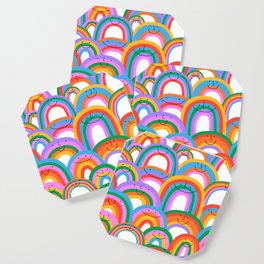 Diverse colorful rainbow seamless pattern illustration Coaster