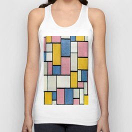 Piet Mondrian (Dutch, 1872-1944) - Composition with Color Planes and Gray Lines 1 - Date: 1917 - Style: De Stijl (Neoplasticism) - Genre: Abstract, Geometric Abstraction - Medium: Oil on canvas - Digitally Enhanced Version (2000dpi) - Unisex Tank Top