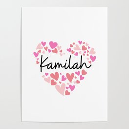 Kamilah, red and pink hearts Poster
