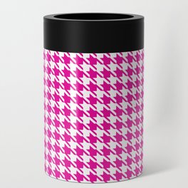 PreppyPatterns™ - Modern Houndstooth - white and magenta pink Can Cooler