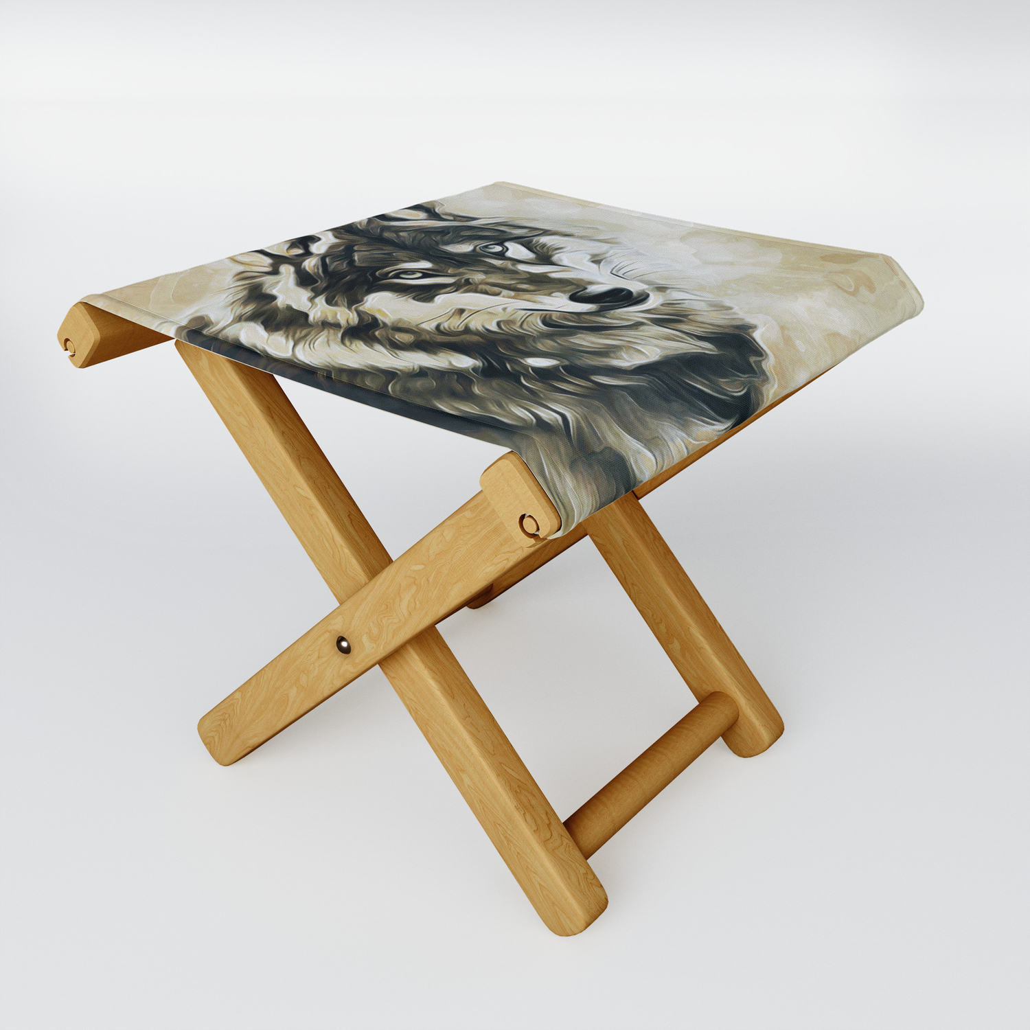 Timber Wolf Folding Stool By Ianmitchell Society6