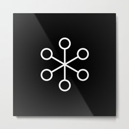 White and Black Minimalist Geometric Glyph Mandala Sigil Rune 256 Metal Print
