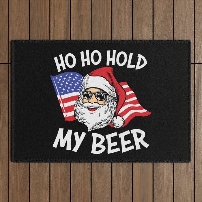 Ho Ho Hold My Beer Christmas In July Outdoor Rug