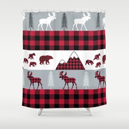 Buffalo Plaid Moose Shower Curtain