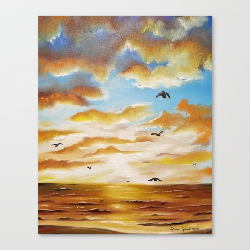 Freedom Sky Sunset Painting Freedom Sky Painting Birds At