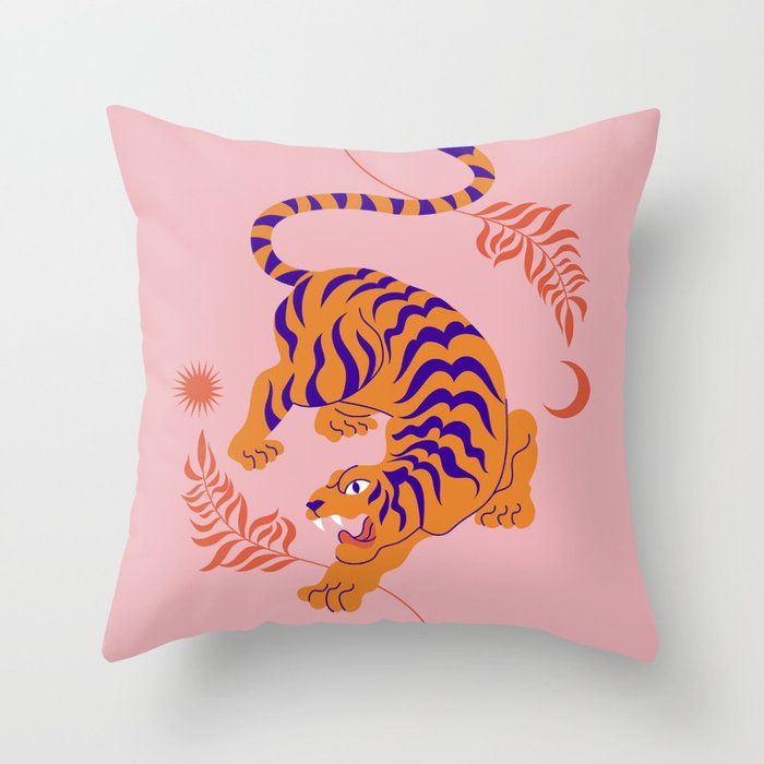Pink discount tiger pillow