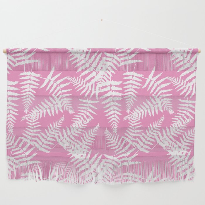 Pink And White Fern Leaf Pattern Wall Hanging