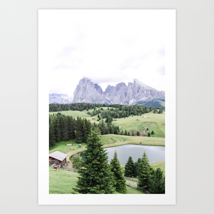 Mountains scenery Dolomites Italy | Landscape and Nature Photography digital art print Art Print