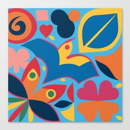 Abstract Birds and Butterflies Cut Out Illustration Colorful Minimalist Canvas Print