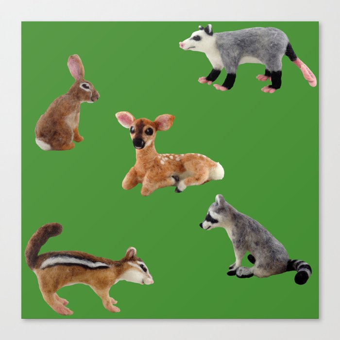 Backyard Critters in Green Canvas Print