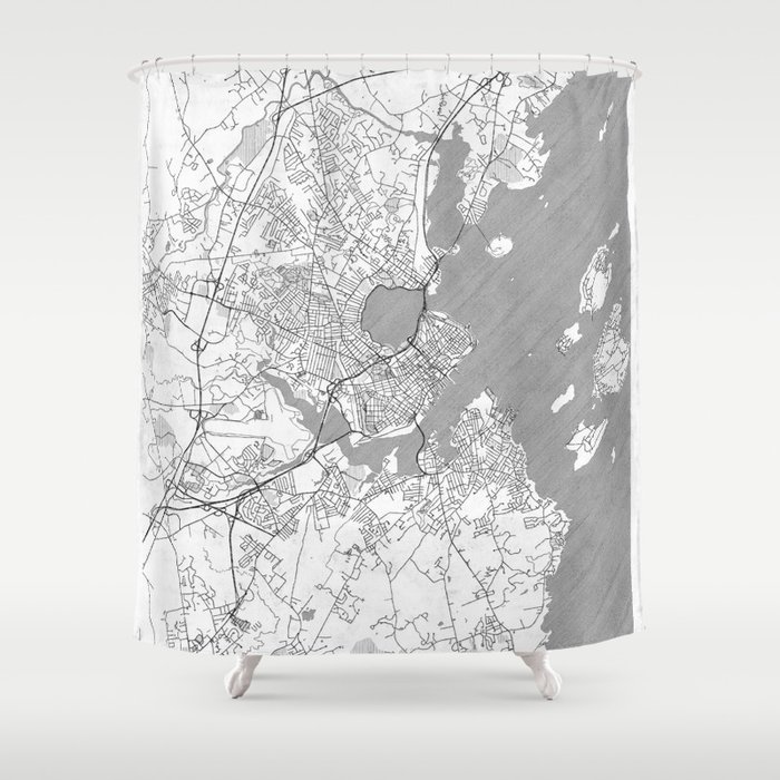 Portland Maine Map Line Shower Curtain By Hubertroguski Society6