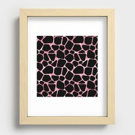 Black Pink Giraffe Skin Print Recessed Framed Print