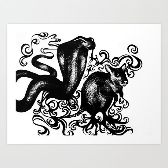 Snake and Rat Art Print