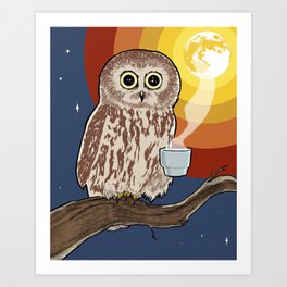 Coffee Owl Art Print