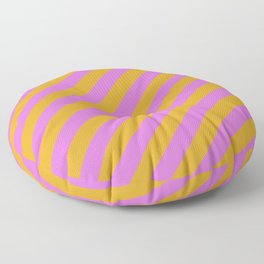 [ Thumbnail: Orchid & Goldenrod Colored Pattern of Stripes Floor Pillow ]