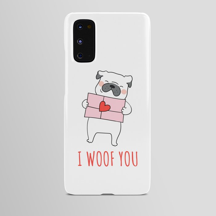 cute funny cartoon dog love letter gift heart Valentine's day Android Case