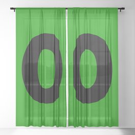 letter O (Black & Green) Sheer Curtain