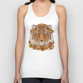 Tiger and Flowers Unisex Tank Top