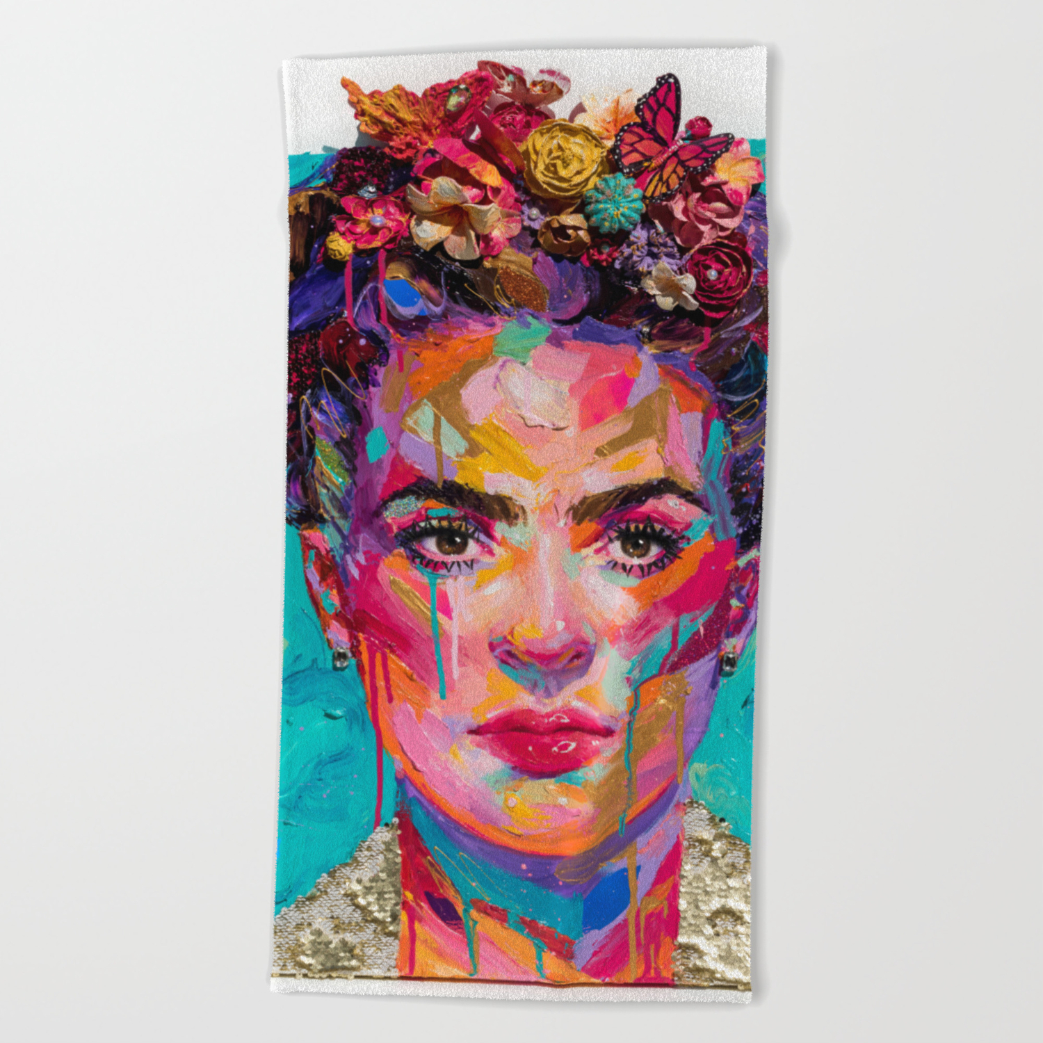 Frida Kahlo Painting Beach Towel By Katetoluzakova Society6