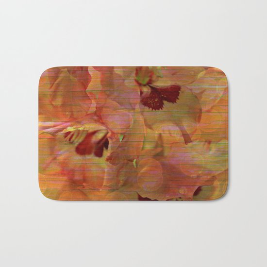 Vintage Soft Peach Glow Gladiola Abstract Bath Mat