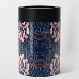 Art Nouveau floral pattern with lines – dark blue Can Cooler