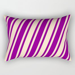 [ Thumbnail: Purple & Bisque Colored Striped/Lined Pattern Rectangular Pillow ]
