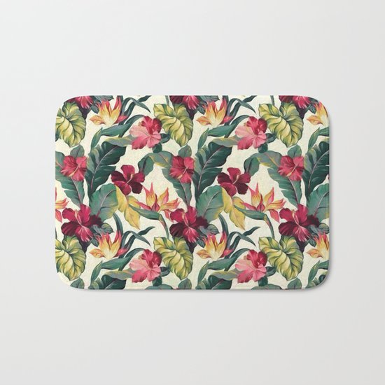 Colorful tropical garden Bath Mat