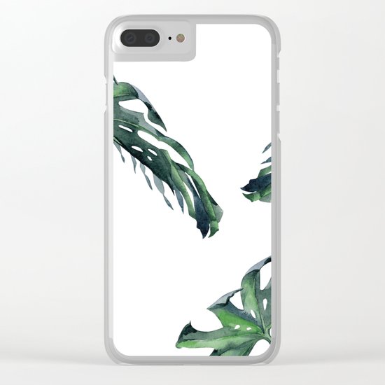 Tropics Palm Leaves Green Clear iPhone Case