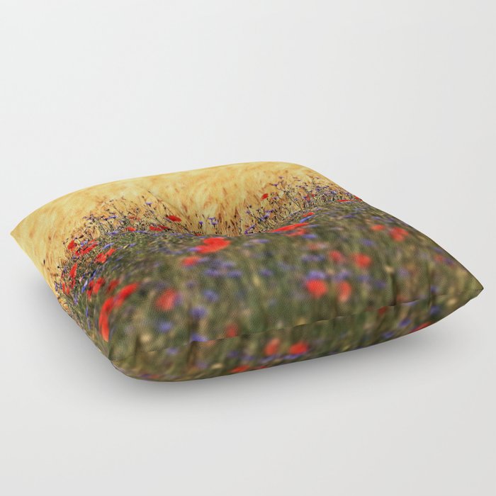 Poppies, Wheat and Cornflowers Floor Pillow
