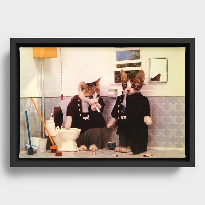 Smoking Kitties  Framed Canvas