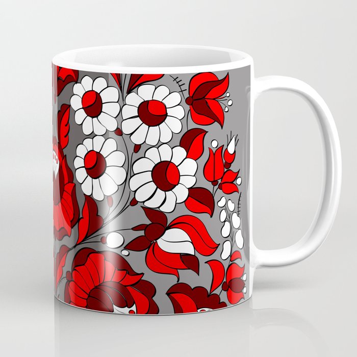 Red&white hungarian flower pattern Coffee Mug