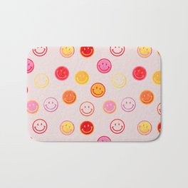 Smiling Faces Pattern Bath Mat | Smile, Curated, Smiley Face, Colorful, Smiley, Pop Art, Street Art, Peace, Happy, Cute 