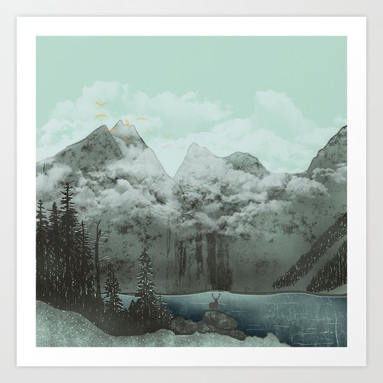 The Mountain Lake (Green) Art Print