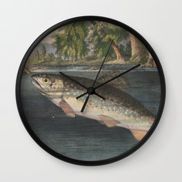 Vintage River Fishing Illustration (1874) Wall Clock