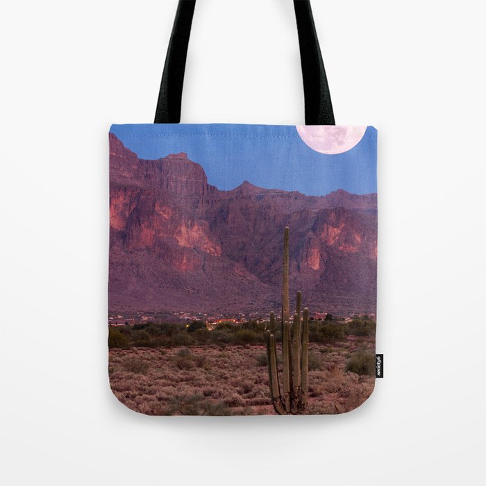 Desert Cactus, Grand Canyon, Arizona, Full Moon Tote Bag