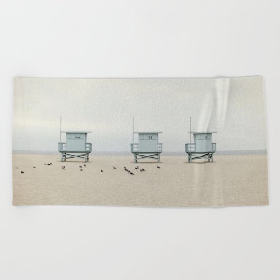 Lifeguard Towers with Birds Beach Towel