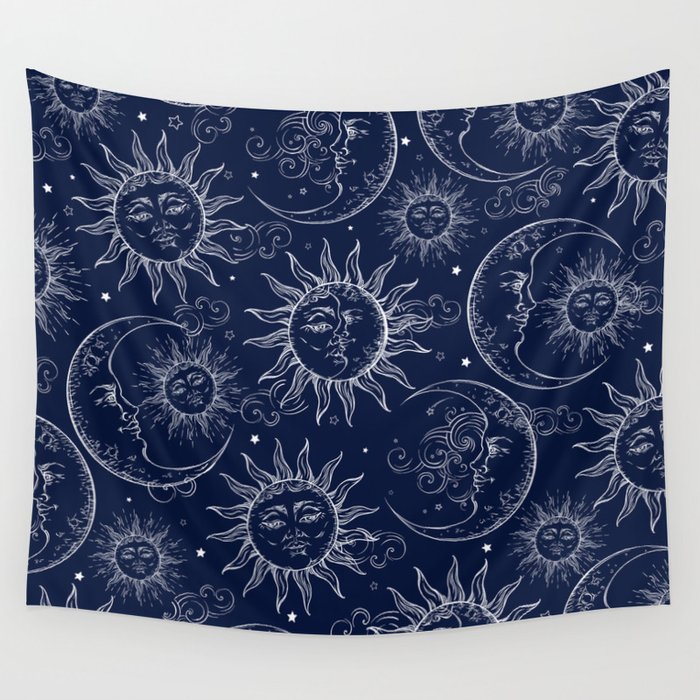 Blue sun tapestry deals