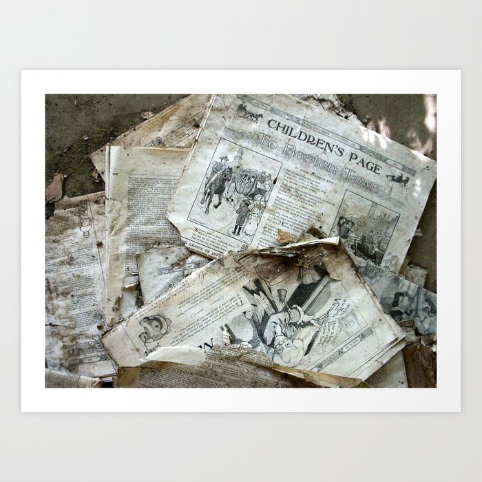 Old Newspaper Left to the Elements...Children's Page Art Print